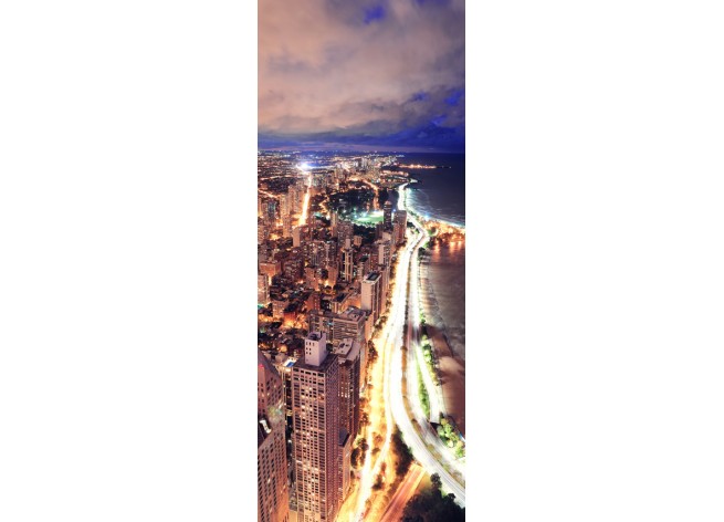 Наклейка на дверь панорама на город Чикаго